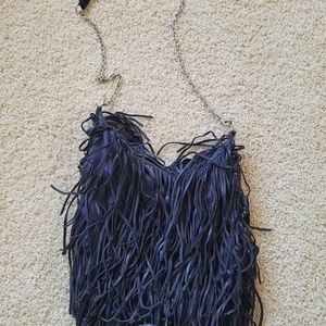 Leather fringe crossbody